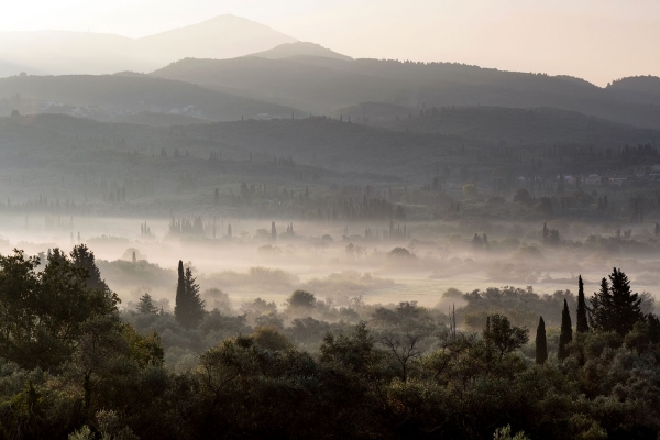 Looktrope Grèce Courfou Paysage Brume